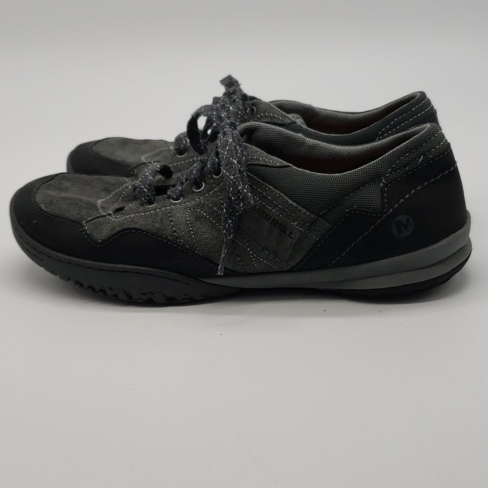 𝅺MERRELL women US 10 grey shoes Granite 1811002 leather textile lace up footwear